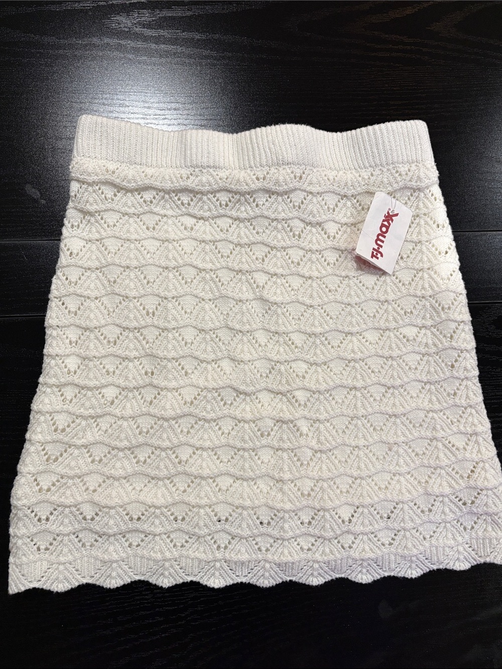 Hippie Rose Cream Knit Mini Skirt